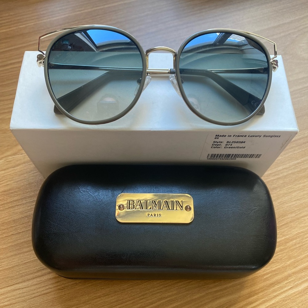 BALMAIN Cat eye round sunglasses green and gold!